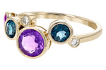 Allison Kaufman Amethyst, Blue Topaz & Diamond Ring in 14K Yellow Gold, 1.38 ctw, alternate view