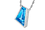 Allison Kaufman Blue Topaz & Diamond Necklace in 14K White Gold, 2.46 ctw