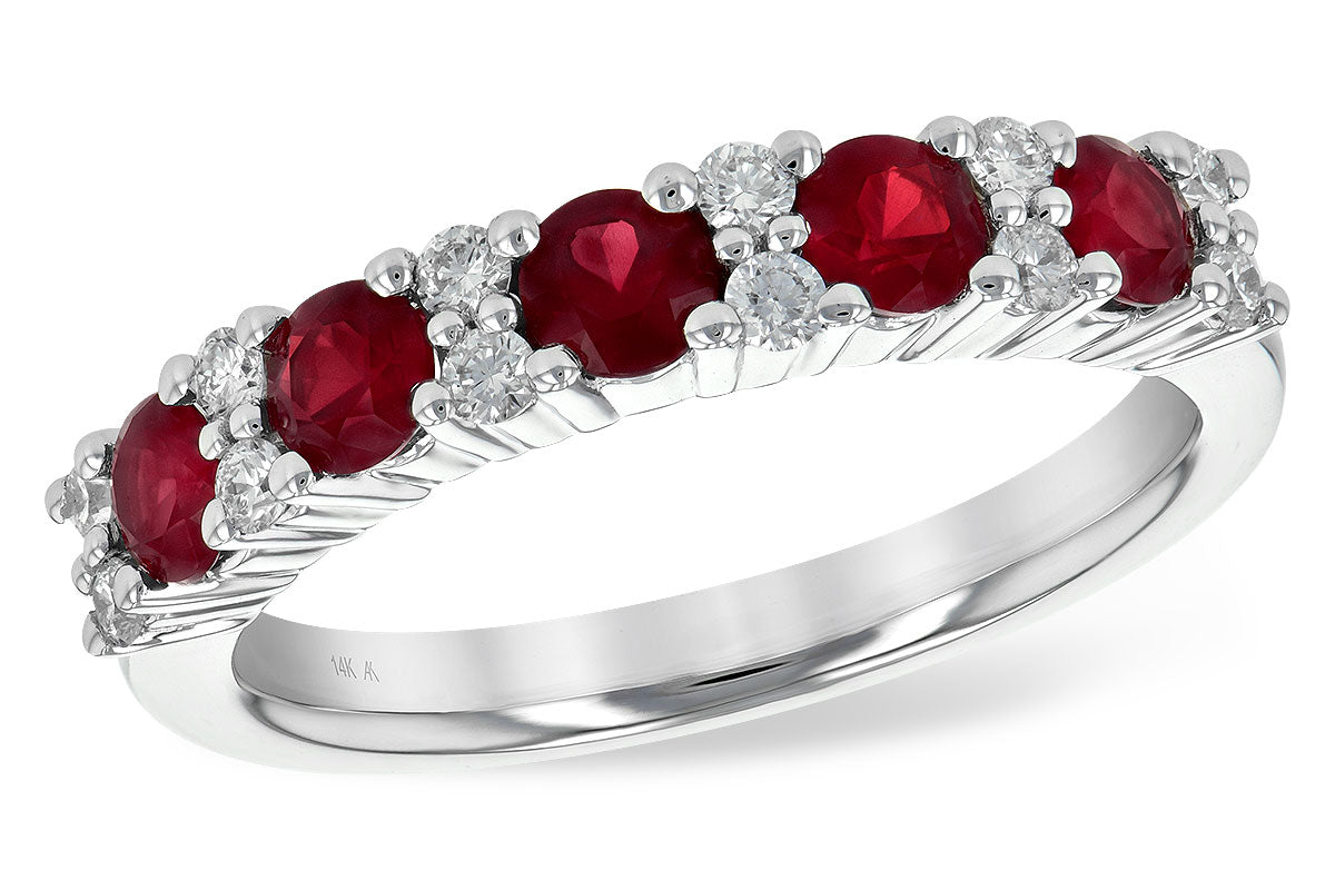 Allison Kaufman Ruby & Diamond Wedding Band in 14K White Gold, 1.12 ctw