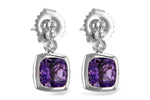 Allison Kaufman Amethyst & Diamond Earrings in 14K White Gold, 1.70 ctw