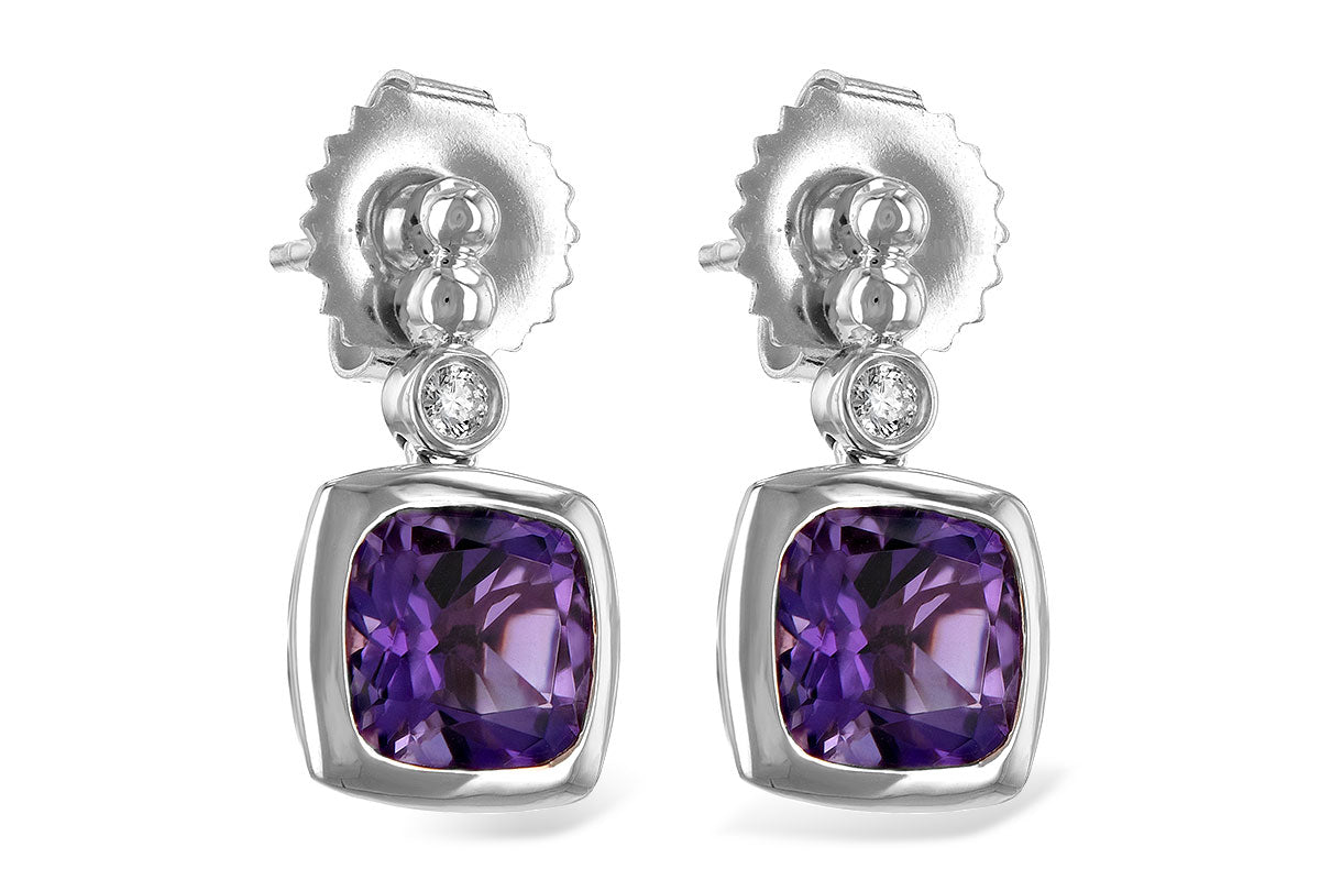Allison Kaufman Amethyst & Diamond Earrings in 14K White Gold, 1.70 ctw