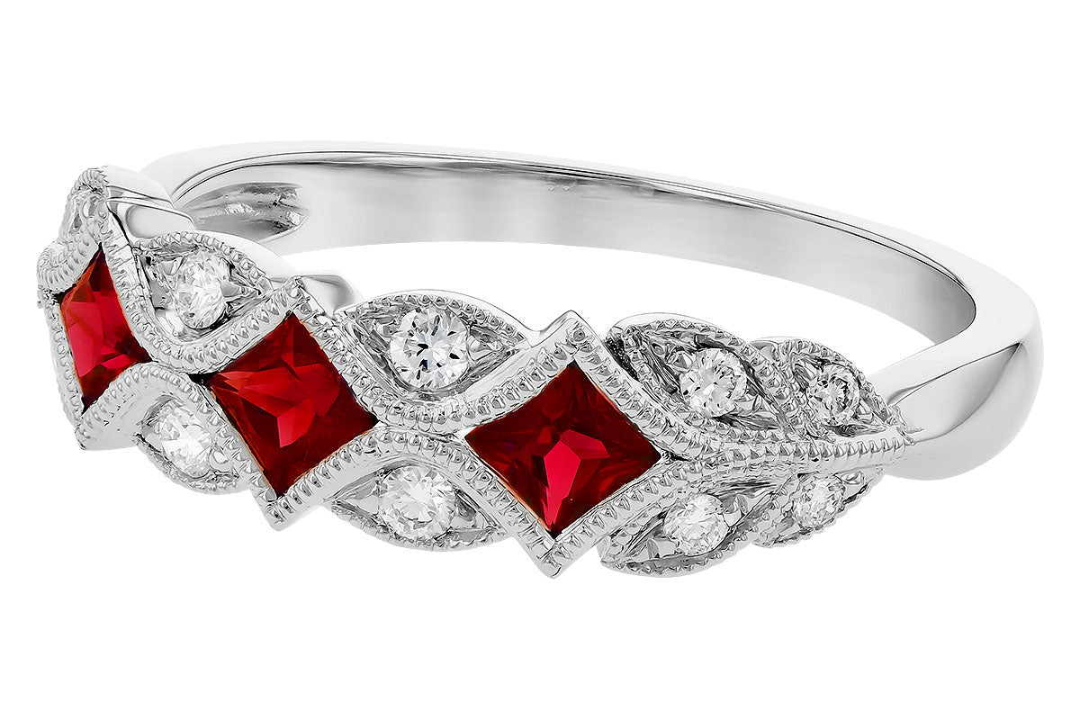 Allison Kaufman Ruby & Diamond Wedding Band in 14K White Gold, 0.70 ctw, alternate view