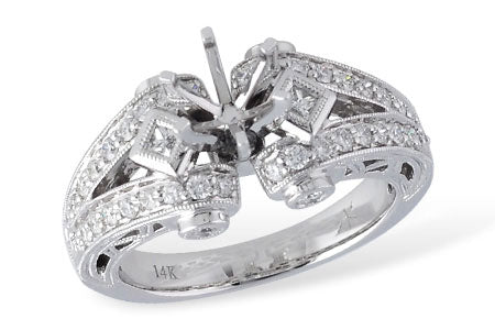 Allison Kaufman Diamond Engagement Ring Semi-Mount in 14K White Gold, 0.63 ctw