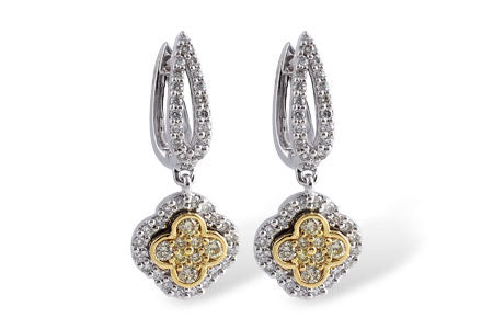 Allison Kaufman Yellow Diamond Earrings in 14K Two-Tone Gold, 0.80 ctw