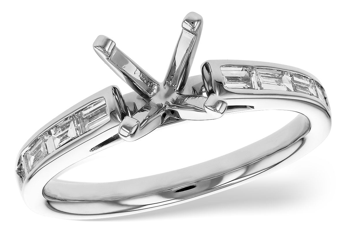 Allison Kaufman Baguette Diamond Engagement Ring Semi-Mount in 14K White Gold, 0.38 ctw