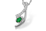 Allison Kaufman Emerald & Diamond Necklace in 14K White Gold, 0.34 ctw (N8682)