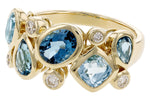 Allison Kaufman Blue Topaz & Diamond Ring in 14K Yellow Gold, 2.75 ctw, alternate view