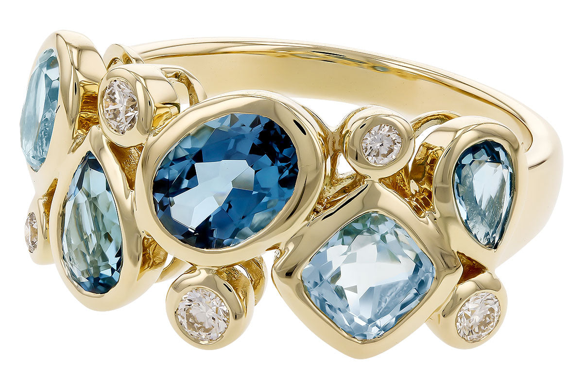 Allison Kaufman Blue Topaz & Diamond Ring in 14K Yellow Gold, 2.75 ctw, alternate view
