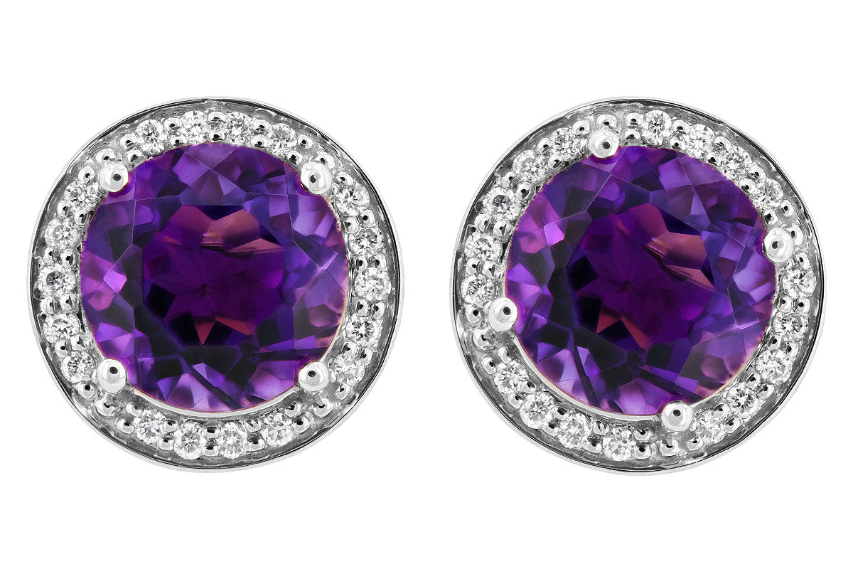 Allison Kaufman Amethyst & Diamond Earrings in 14K White Gold, 3.82 ctw, alternate view
