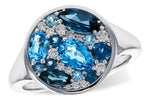 Allison Kaufman Blue Topaz & Diamond Ring in 14K White Gold, 1.96 ctw