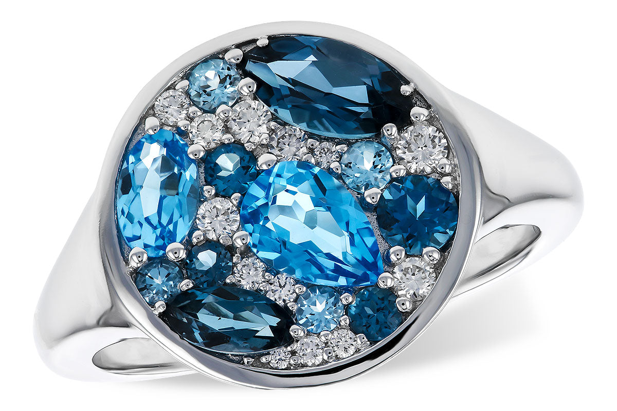Allison Kaufman Blue Topaz & Diamond Ring in 14K White Gold, 1.96 ctw