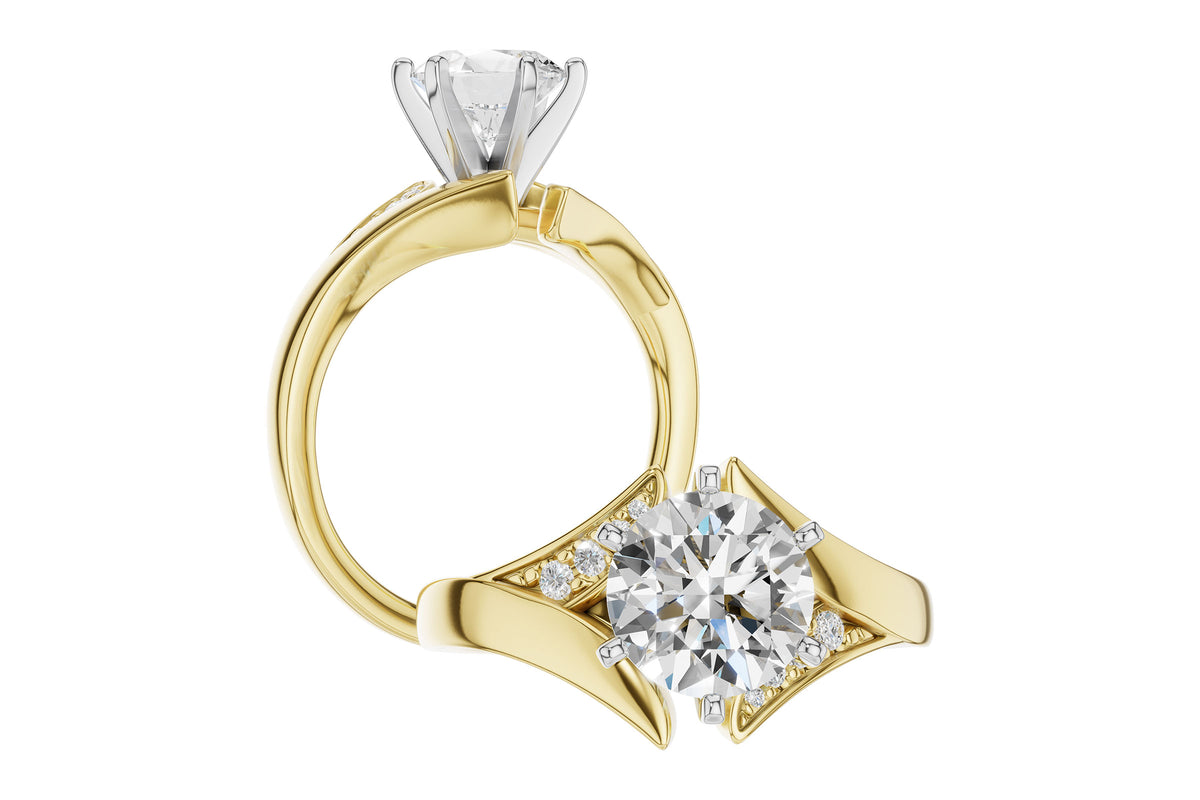 Allison Kaufman Diamond Engagement Ring Semi-Mount in 14K Yellow Gold, 0.06 ctw, alternate view