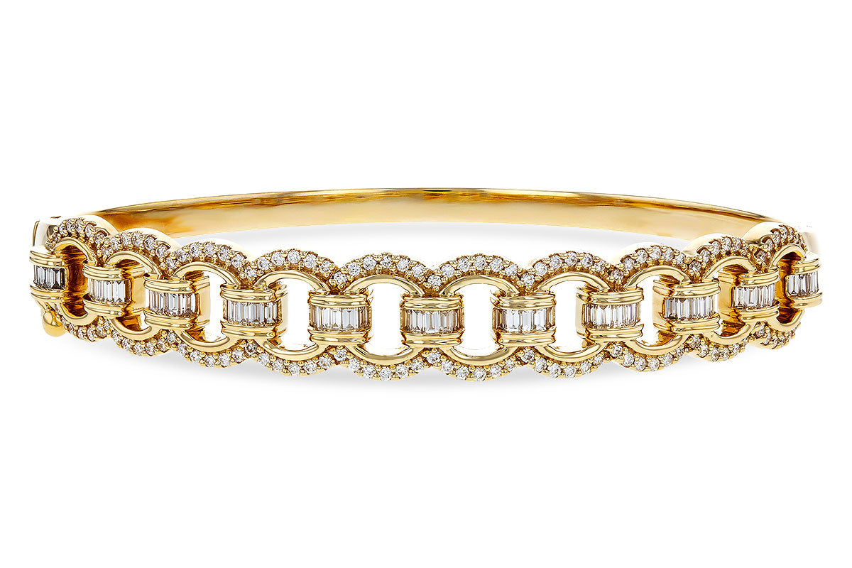 Allison Kaufman Baguette Diamond Bangle Bracelet in 14K Yellow Gold, 1.35 ctw
