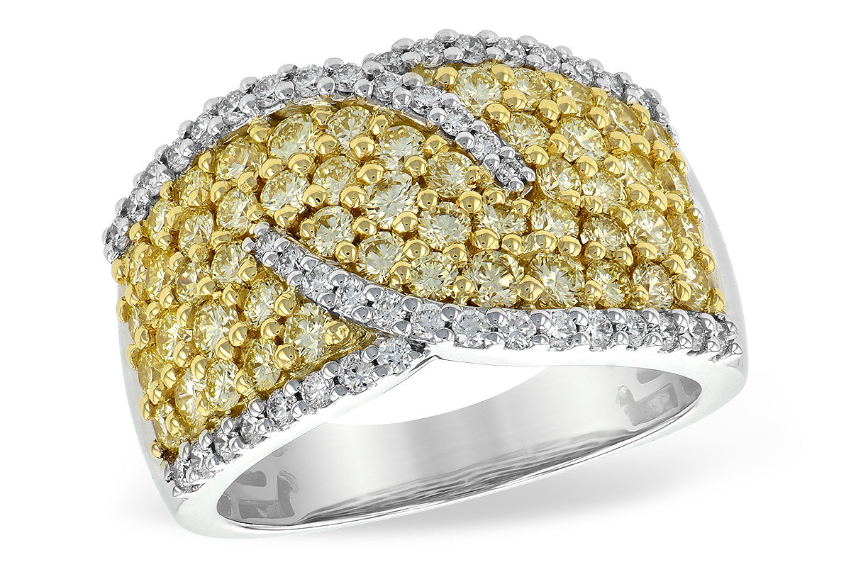 Allison Kaufman Yellow Diamond Wedding Band in 14K Two-Tone Gold, 1.92 ctw