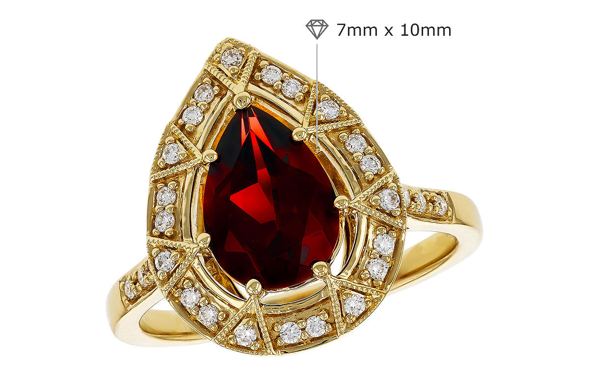 Allison Kaufman Garnet & Diamond Ring in 14K Yellow Gold, 1.98 ctw, alternate view