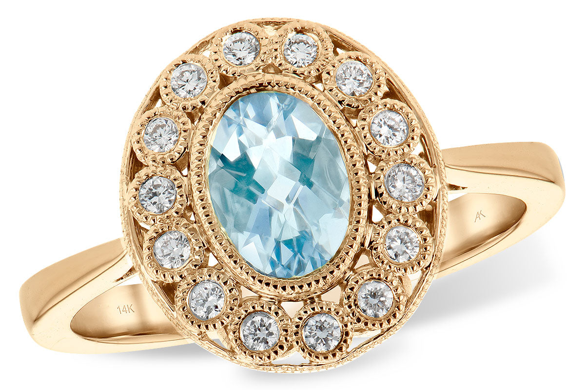 Allison Kaufman Aquamarine & Diamond Ring in 14K Rose Gold, 0.75 ctw