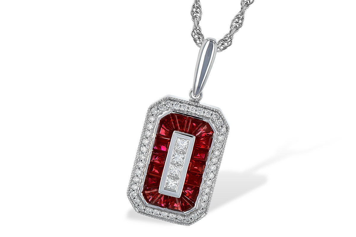 Allison Kaufman Ruby & Diamond Necklace in 14K White Gold, 1.42 ctw