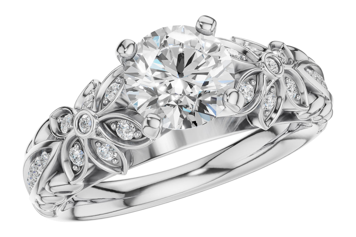 Allison Kaufman Diamond Engagement Ring Semi-Mount in 14K White Gold, 0.14 ctw (L7904)