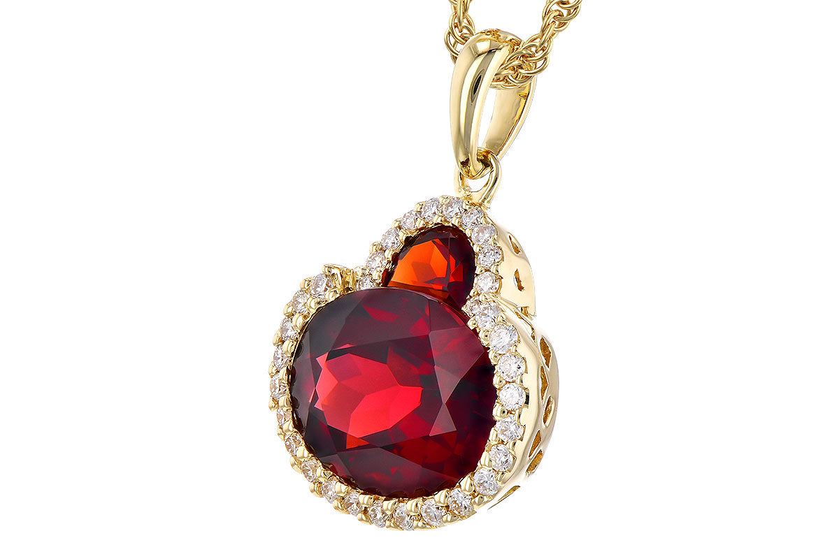 Allison Kaufman Garnet & Diamond Necklace in 14K Yellow Gold, 3.16 ctw, alternate view