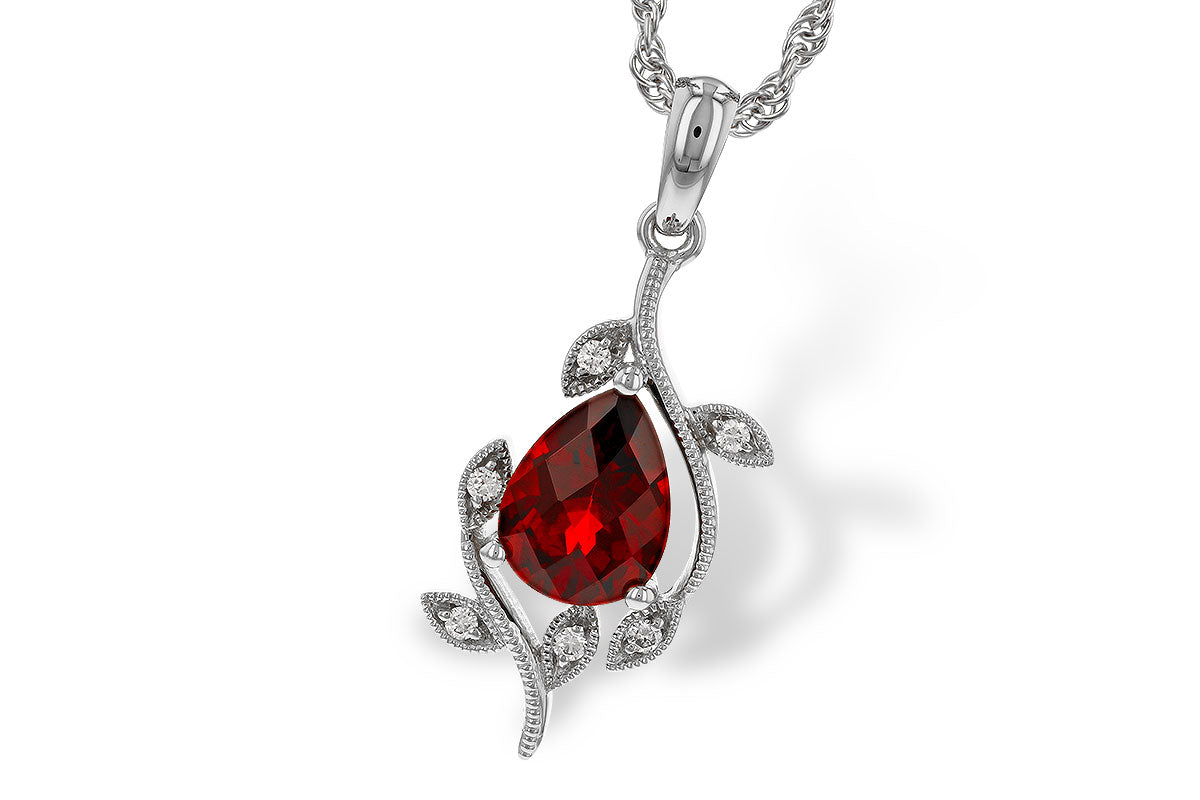 Allison Kaufman Garnet & Diamond Necklace in 14K White Gold, 1.39 ctw