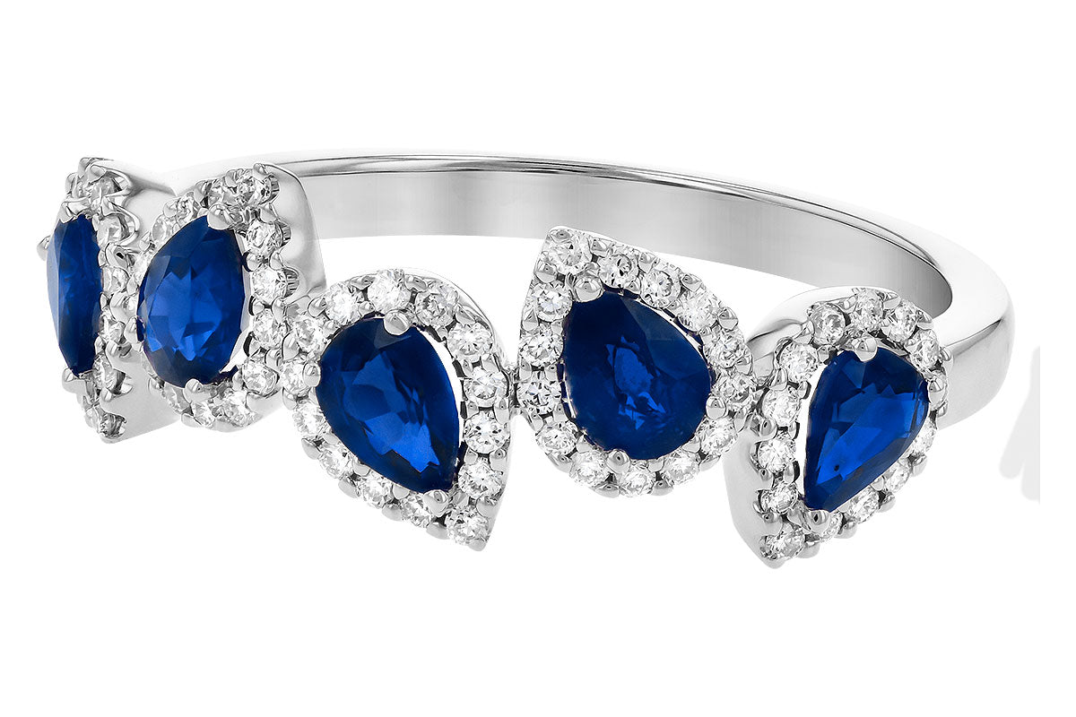 Allison Kaufman Sapphire & Diamond Ring in 14K White Gold, 1.19 ctw, alternate view