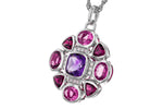 Allison Kaufman Multi-Gemstone & Diamond Necklace in 14K White Gold, 2.82 ctw, alternate view