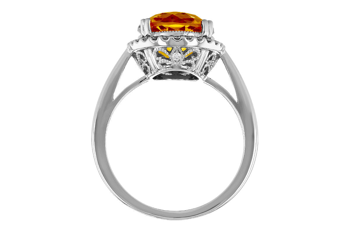 Allison Kaufman Citrine & Diamond Ring in 14K White Gold, 4.05 ctw, alternate view
