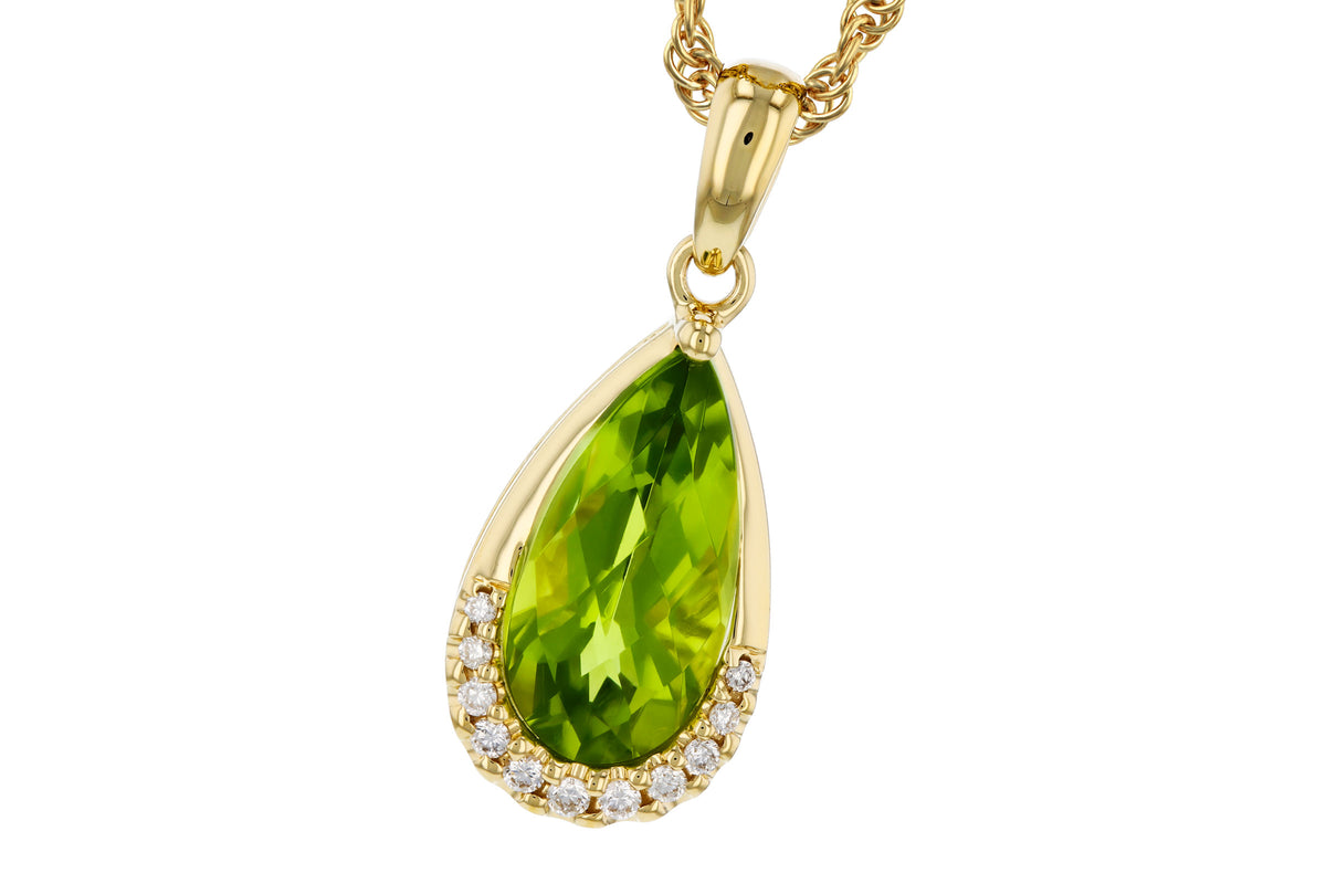 Allison Kaufman Peridot & Diamond Necklace in 14K Yellow Gold, 2.00 ctw (N8811)