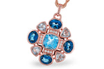 Allison Kaufman Blue Topaz & Diamond Necklace in 14K Rose Gold, 3.25 ctw