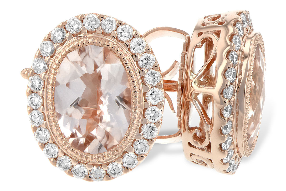 Allison Kaufman Morganite & Diamond Earrings in 14K Rose Gold, 1.30 ctw