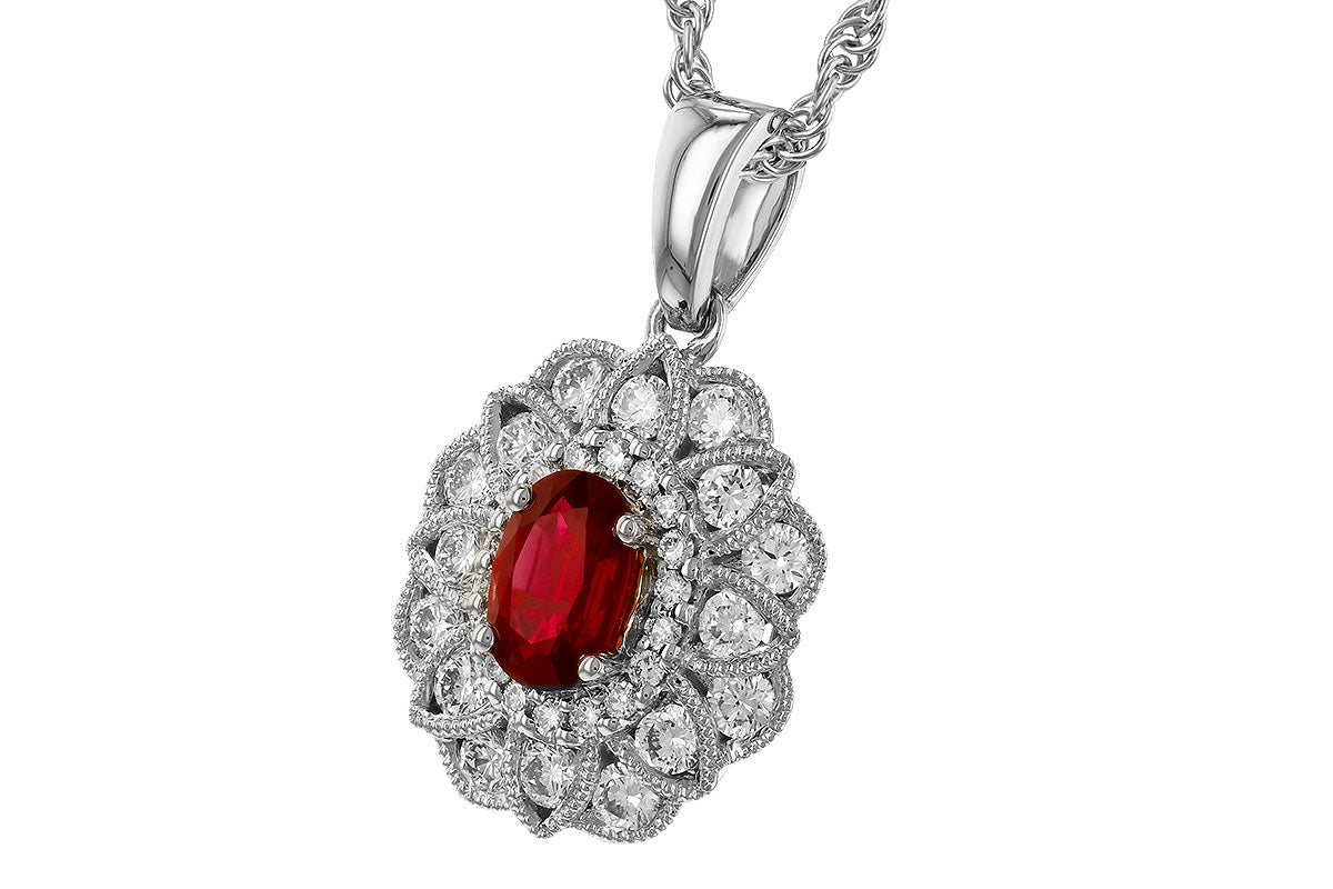 Allison Kaufman Ruby & Diamond Necklace in 14K White Gold, 1.07 ctw, alternate view