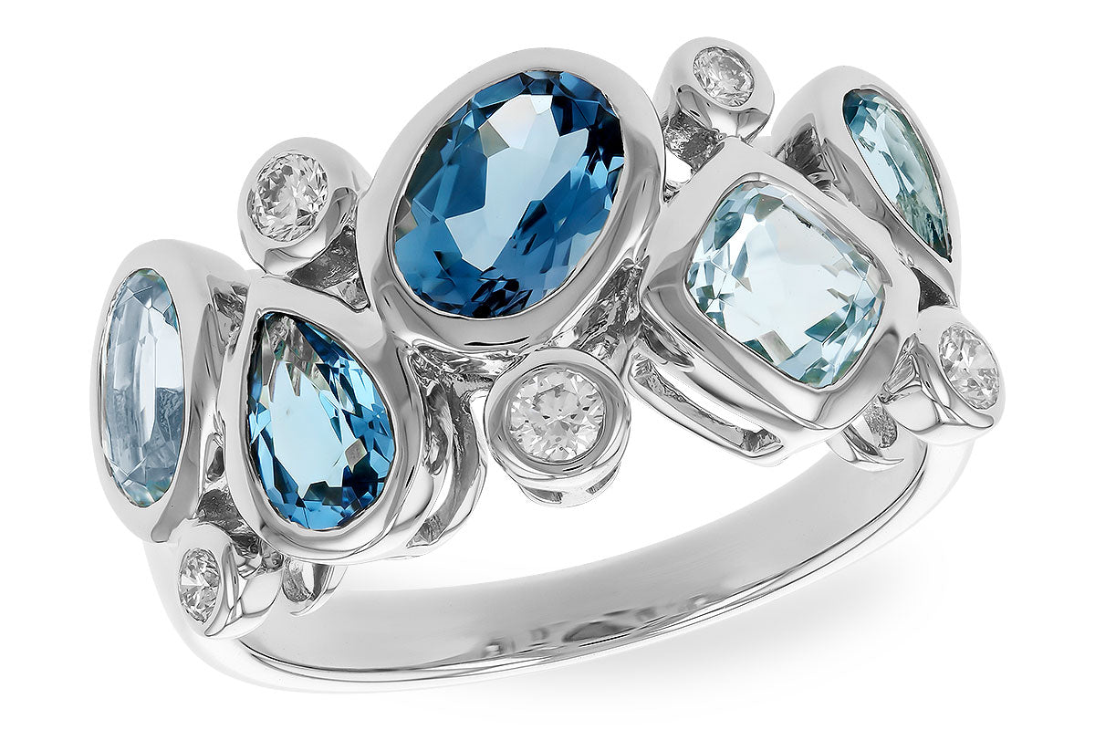 Allison Kaufman Blue Topaz & Diamond Ring in 14K White Gold, 2.75 ctw