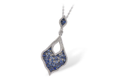 Allison Kaufman Sapphire & Diamond Necklace in 14K White Gold, 1.59 ctw