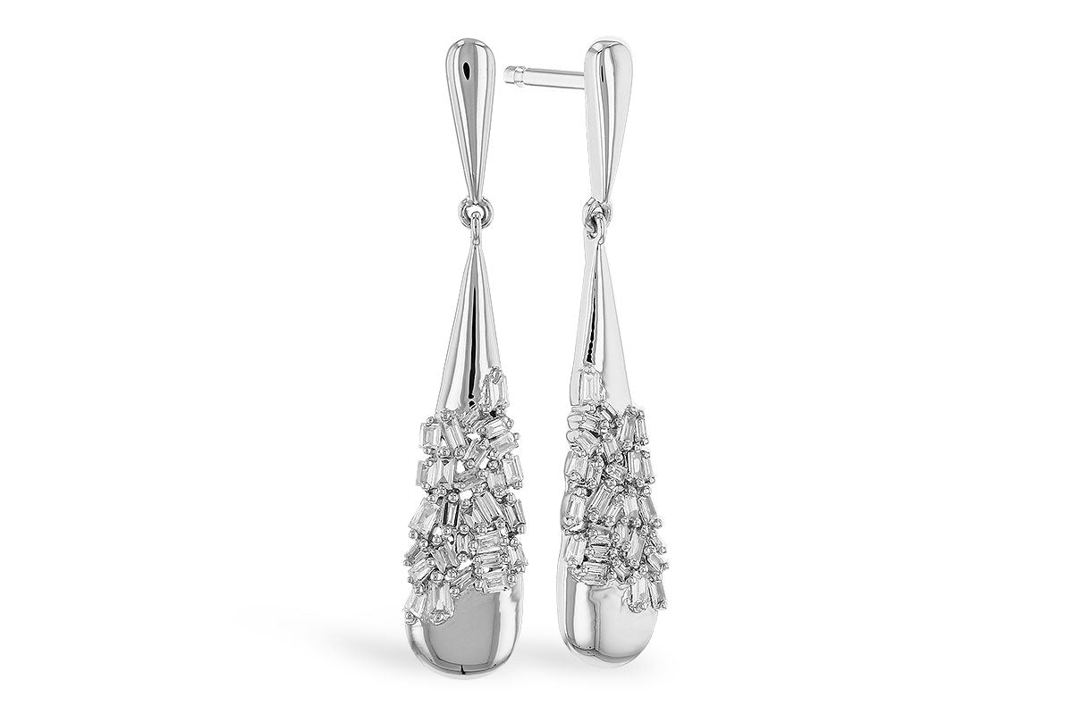 Allison Kaufman Baguette Diamond Earrings in 14K White Gold, 0.20 ctw