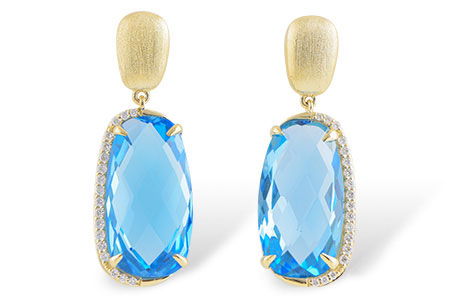 Allison Kaufman Blue Topaz & Diamond Earrings in 14K Yellow Gold, 16.92 ctw
