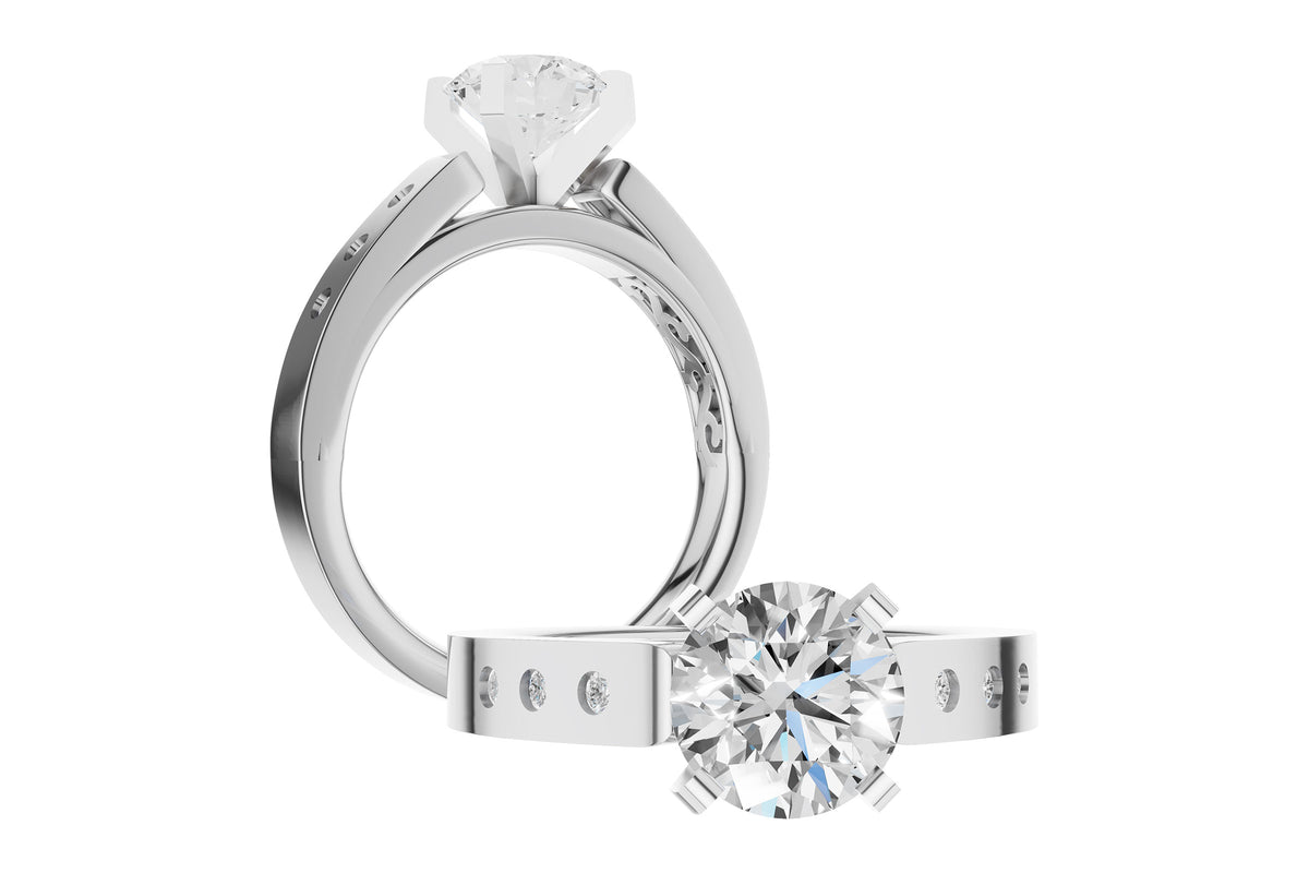 Allison Kaufman Diamond Engagement Ring Semi-Mount in 14K White Gold, 0.09 ctw (L7932), alternate view