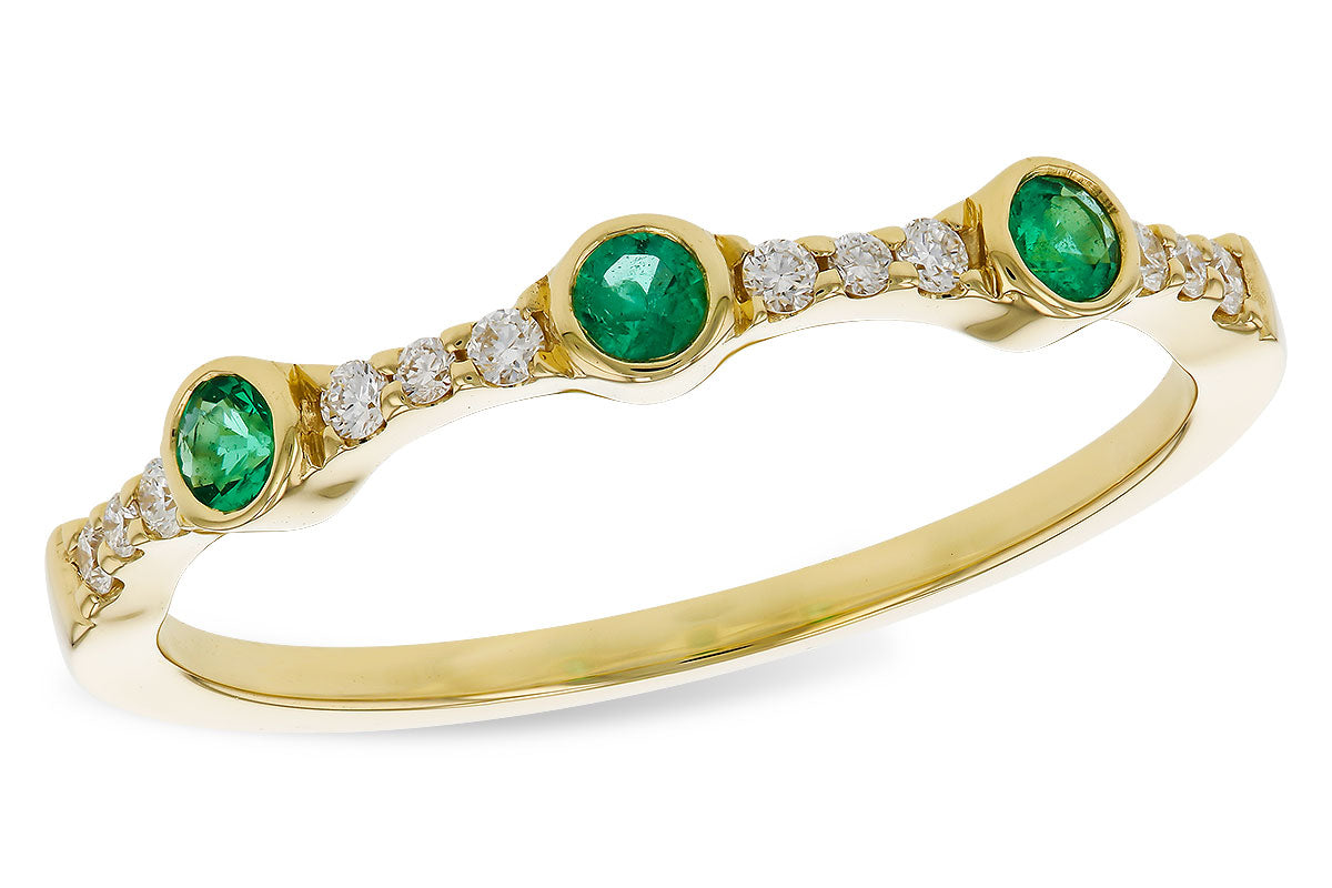 Allison Kaufman Emerald & Diamond Wedding Band in 14K Yellow Gold, 0.20 ctw (W2629)