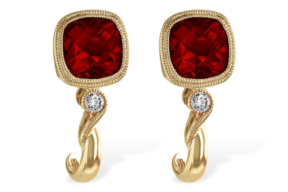 Allison Kaufman Garnet & Diamond Earrings in 14K Yellow Gold, 2.40 ctw