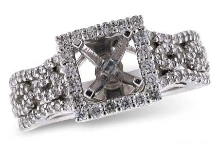 Allison Kaufman Diamond Engagement Ring Semi-Mount in 14K White Gold, 0.68 ctw