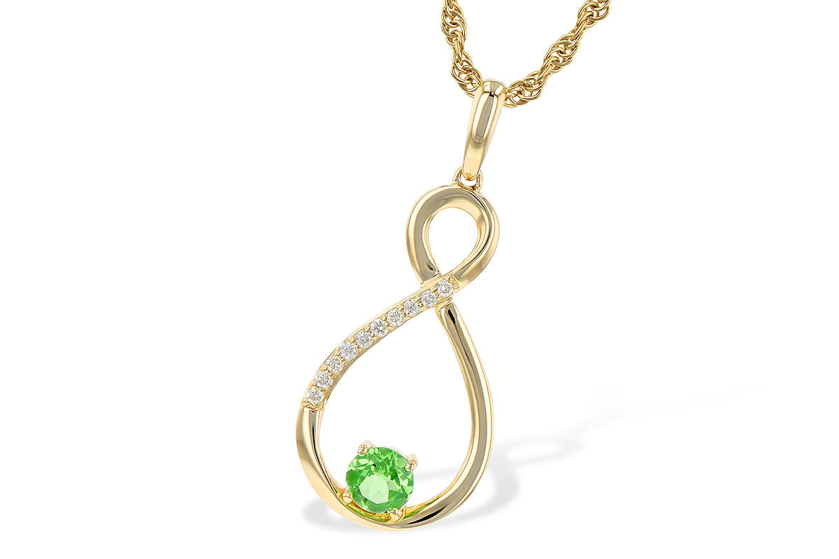 Allison Kaufman Green Garnet & Diamond Necklace in 14K Yellow Gold, 0.30 ctw