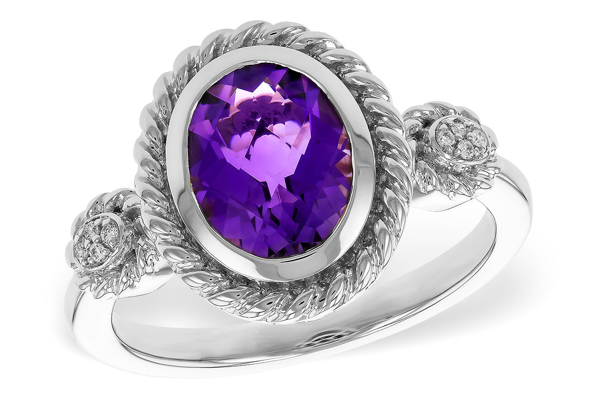Allison Kaufman Amethyst & Diamond Ring in 14K White Gold, 1.40 ctw