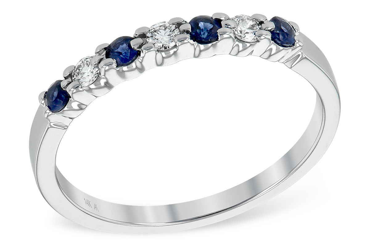 Allison Kaufman Sapphire & Diamond Wedding Band in 14K White Gold, 0.28 ctw (WR123-25)