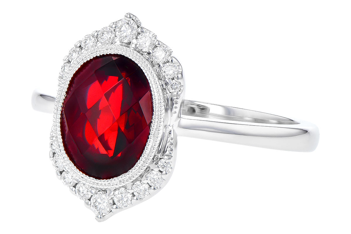 Allison Kaufman Garnet & Diamond Ring in 14K White Gold, 2.20 ctw, alternate view