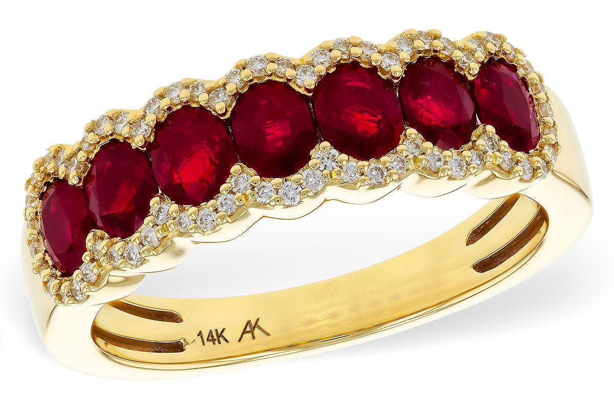 Allison Kaufman Ruby & Diamond Wedding Band in 14K Yellow Gold, 1.57 ctw