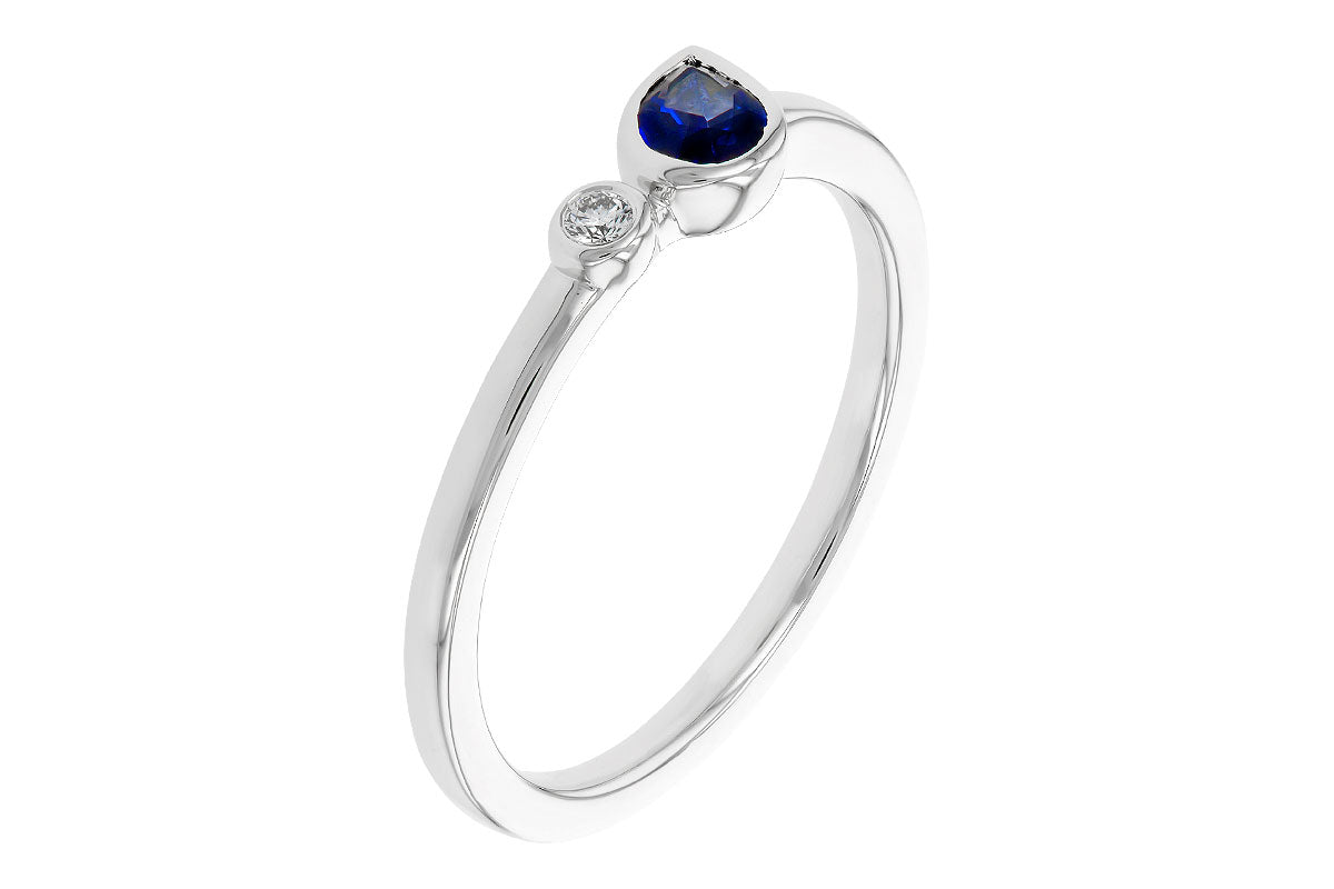 Allison Kaufman Sapphire & Diamond Ring in 14K White Gold, 0.28 ctw, alternate view
