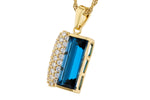 Allison Kaufman London Blue Topaz & Diamond Necklace in 14K Yellow Gold, 2.92 ctw, alternate view