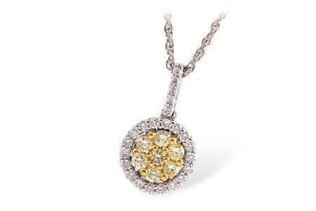 Allison Kaufman Yellow Diamond Necklace in 14K Two-Tone Gold, 0.53 ctw