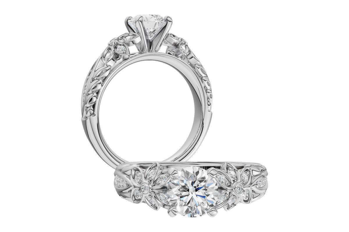 Allison Kaufman Diamond Engagement Ring Semi-Mount in 14K White Gold, 0.14 ctw (L7904), alternate view