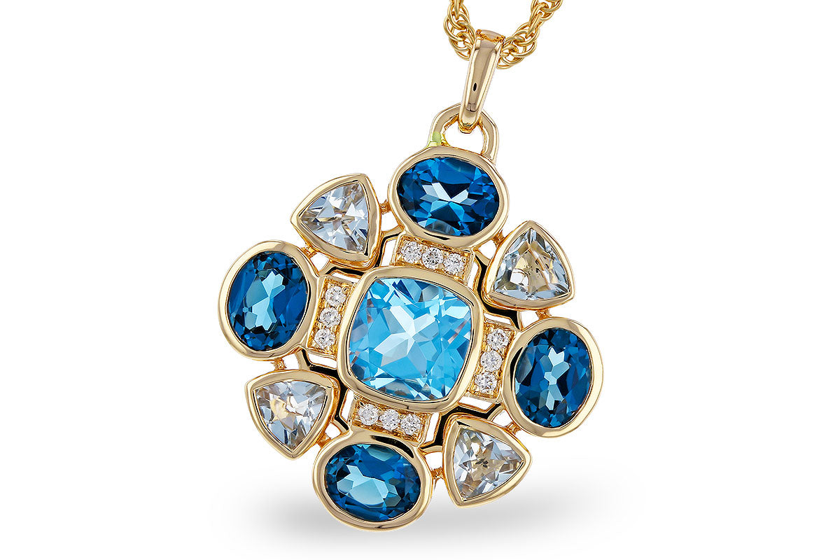 Allison Kaufman Blue Topaz & Diamond Necklace in 14K Yellow Gold, 3.25 ctw