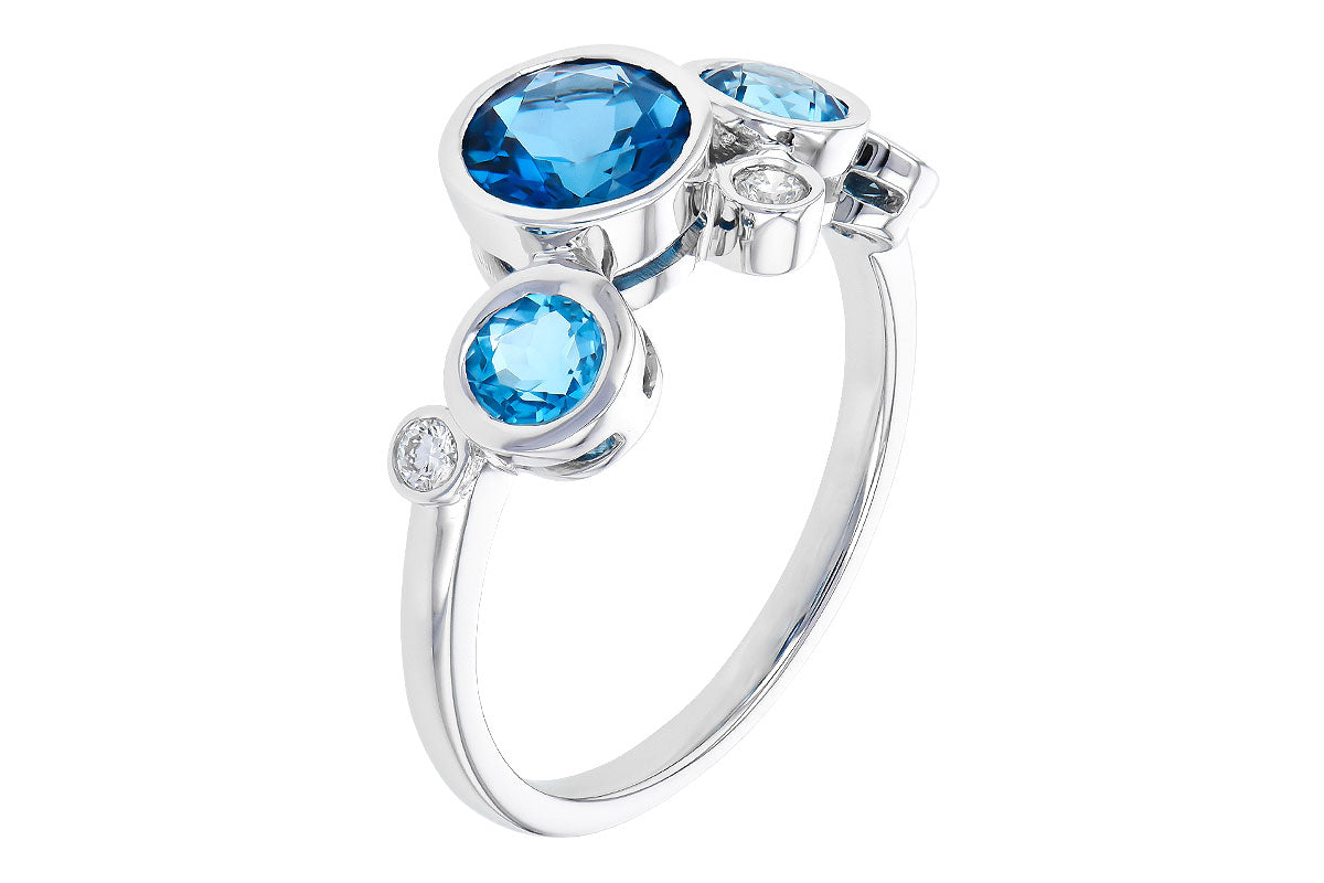 Allison Kaufman Blue Topaz & Diamond Ring in 14K White Gold, 1.45 ctw, alternate view